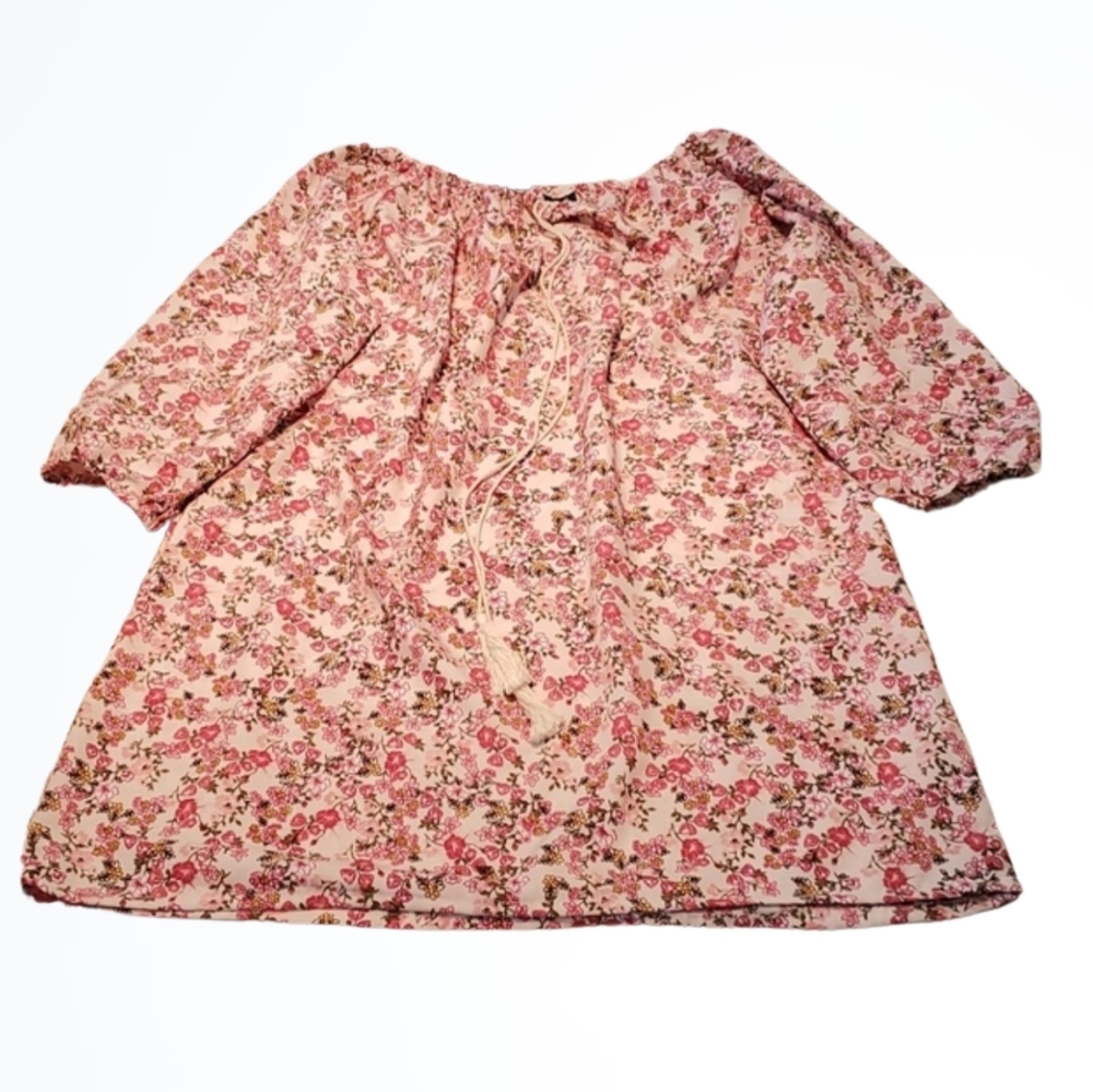 Ana & Kate Pink and White Paisley Print Long Floral Peasant Blouse Size M NWT